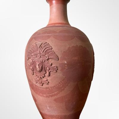 Vintage Terracotta Relief Vase – Multiple Figural & Geometric Designs