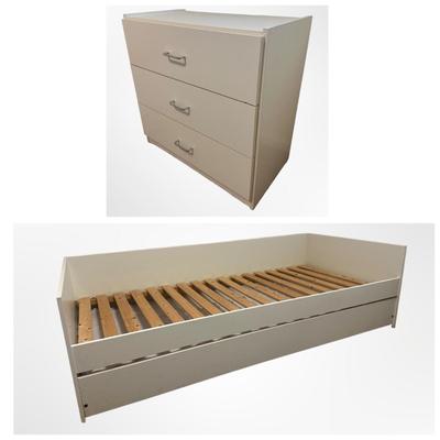 White Twin Daybed with Trundle and Matching Three-Drawer Chest