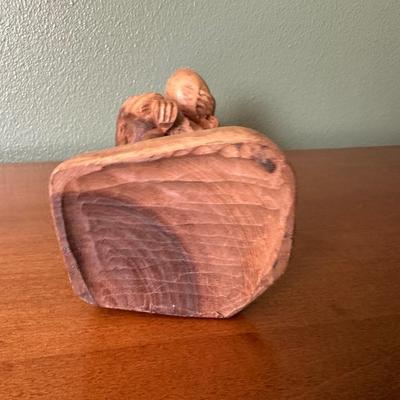 Hand-Carved Wooden Figure of Bearded Man with Hat