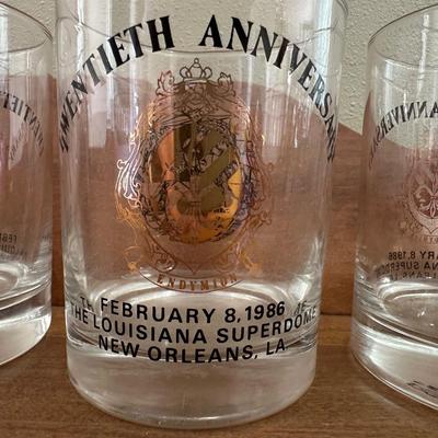 Vintage Krewe Of Endymion 20th Anniversary 1986 Glasses