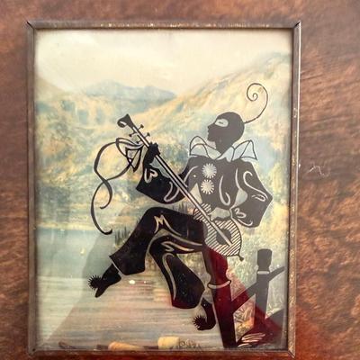 Sale Photo Thumbnail #118: Antique framed reverse glass painting