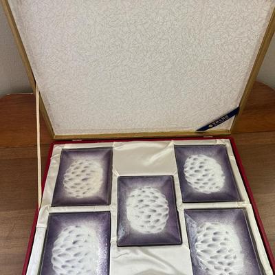 Set of 5 Japanese Porcelain Sushi Trays in Original Box