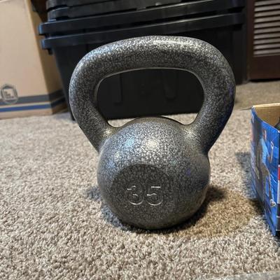 35lb KETTLE BALL ANKLE WEIGHTS AND BODY FAT SKIN FOLD CALIPERS