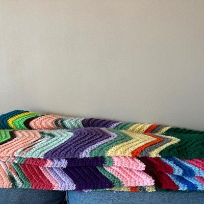 Set of 2 Vintage Hand-Crocheted Blankets