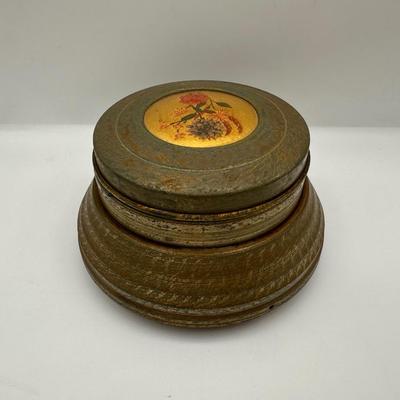 Vintage Metal Powder Box / Music Box