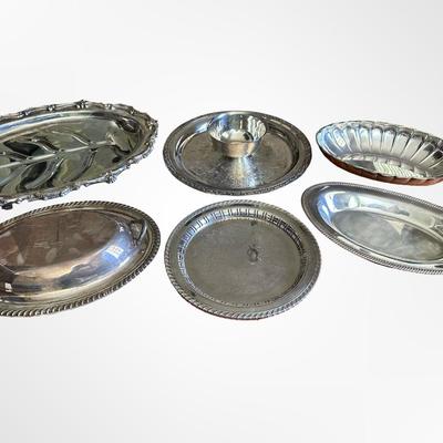 Assorted Silver-plate Serving Trays & Dishes