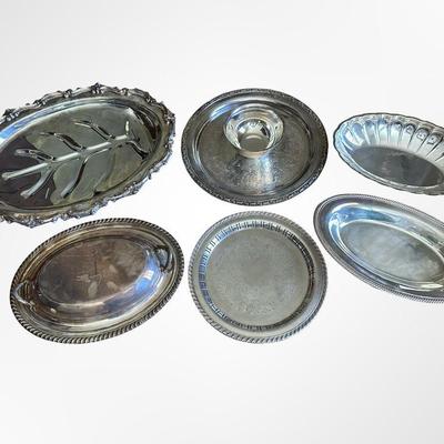 Assorted Silver-plate Serving Trays & Dishes