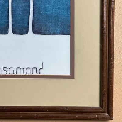 Vintage Christine Rosamond Lithograph "Blue Ice" Framed Portrait of Woman