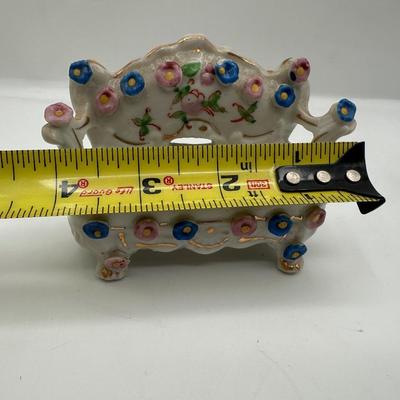 Vintage Porcelain Miniature Couch & Chairs - Occupied Japan Dollhouse Decor