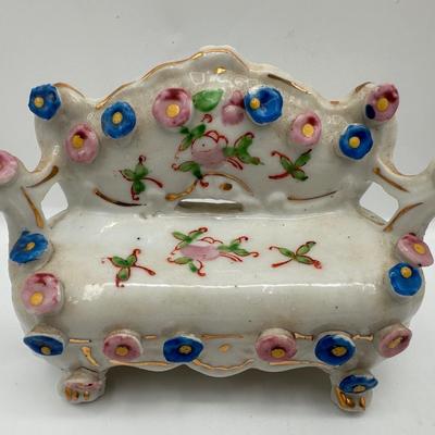 Vintage Porcelain Miniature Couch & Chairs - Occupied Japan Dollhouse Decor