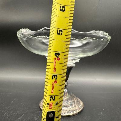 Frank M Whiting Sterling Silver Glass Compote Bowl, Glass Candy Dish