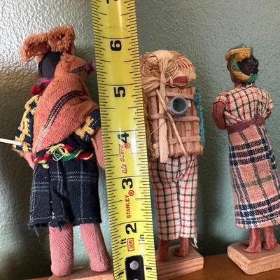 Set of 4 Vintage Handcrafted Folk Art Dolls