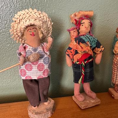 Set of 4 Vintage Handcrafted Folk Art Dolls