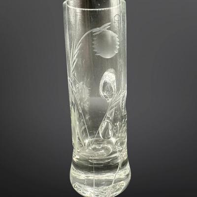 Set of 12 Etched Glass Cordial Mugs