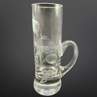 Set of 12 Etched Glass Cordial Mugs