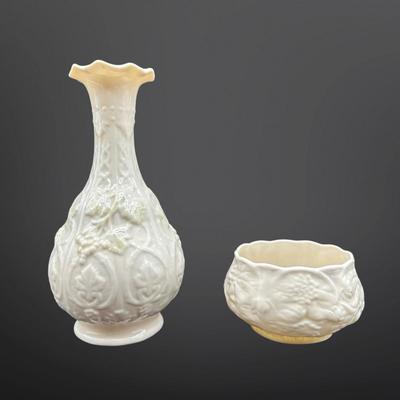 Pair of Belleek Ireland Porcelain Pieces