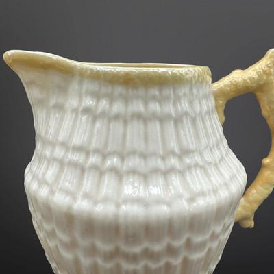 Belleek Ireland Basketweave Creamer & Cup and Saucer