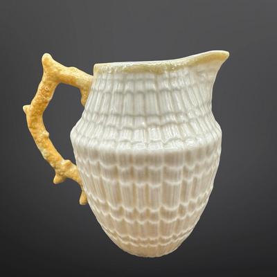 Belleek Ireland Basketweave Creamer & Cup and Saucer
