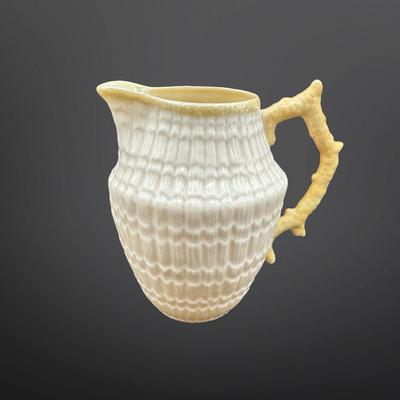 Belleek Ireland Basketweave Creamer & Cup and Saucer