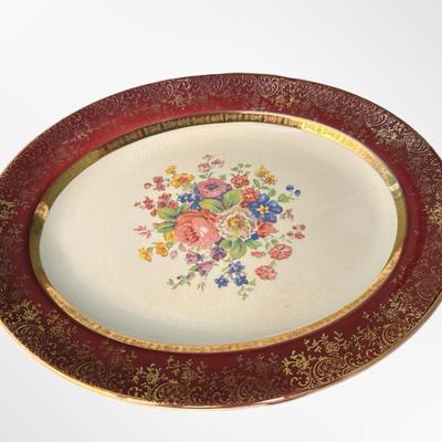Salem Century Dinnerware Set, 23K Gold Encrusted, Red & Floral Pattern