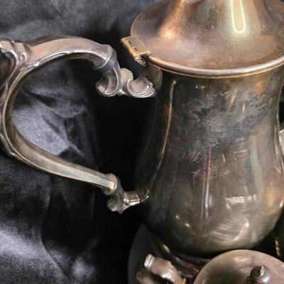 Vintage Silver-Plated Coffee & Tea Service Set – Unmarked 3-Piece Collection with Ornate Handles and Timeless Patina