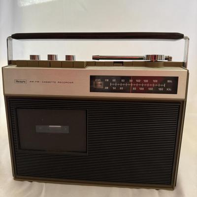Sale Photo Thumbnail #200: Sears AM/FM Cassette Radio - Radio works. Cassette player works but plays a little fast.