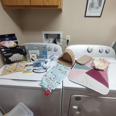 LIGHT BULBS, QUILTED THROW, BASKET AND MORE