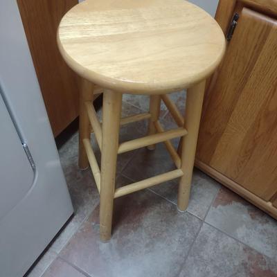 OAK STOOL AND CABINET WITH A DRAWER