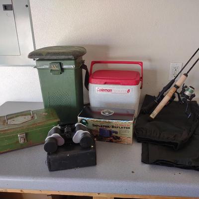 FISHING, BINOCULARS, COOLER AND MORE