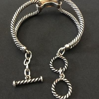 Cute Cable, chain bracelet, silver and gold, toned toggle bracelet