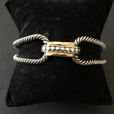 Cute Cable, chain bracelet, silver and gold, toned toggle bracelet