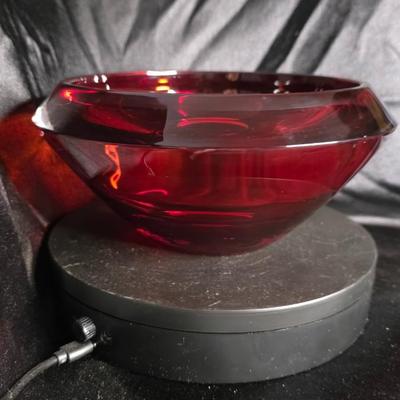 Vintage Ruby Red Heavy Glass Flared Bowl – Mid-Century Modern Teleflora-Style Centerpiece