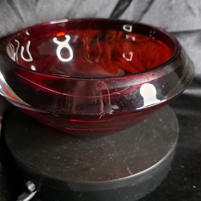 Vintage Ruby Red Heavy Glass Flared Bowl – Mid-Century Modern Teleflora-Style Centerpiece
