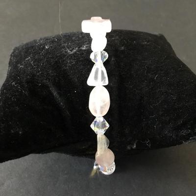 Light pink crystal rose quartz, bead bracelet, very beautiful