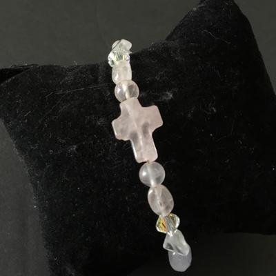 Light pink crystal rose quartz, bead bracelet, very beautiful