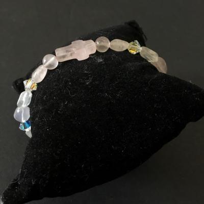 Light pink crystal rose quartz, bead bracelet, very beautiful