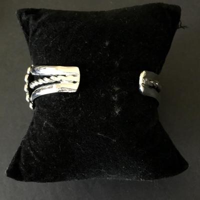 Silver tone faux stone cuff bracelet