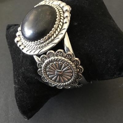 Silver tone faux stone cuff bracelet
