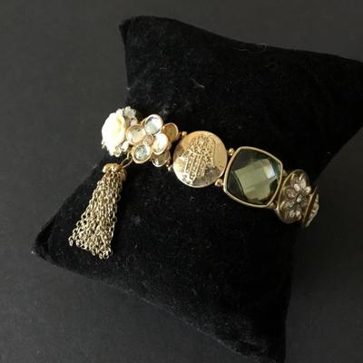 Lonna & Lilly gold tone, multi crystal link bracelet vintage