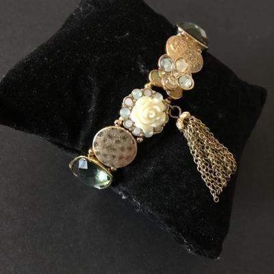 Lonna & Lilly gold tone, multi crystal link bracelet vintage