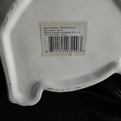 Vintage Ceramic Bunny Cookie Jar – White Rabbit with Carrot – 12” Collectible Spring Kitchen Decor