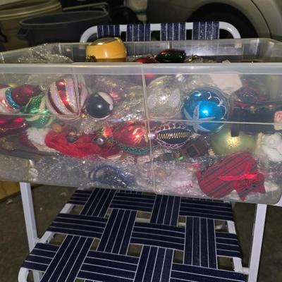 Tote of glass ornaments