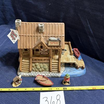 Vintage Lefton Colonial Village Fishing Lodge