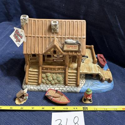 Vintage Lefton Colonial Village Fishing Lodge