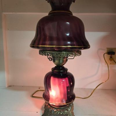 Vintage Amethyst Glass with Ruffled Shade