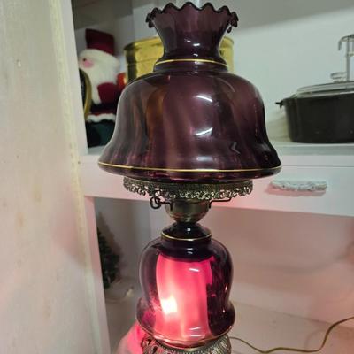 Vintage Amethyst Glass with Ruffled Shade