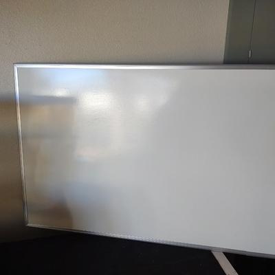 SWING ARM DESK LAMP, DRY ERASE BOARD AND 3 SMALLER STORAGE TOTES