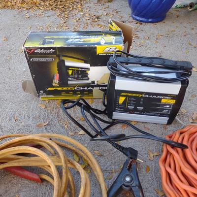 SCHUMACHER SPEED CHARGER, JUMPER CABLES, EXTENSION CORD AND MORE