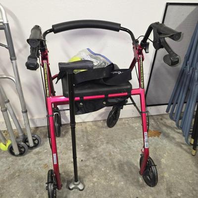 Walking cane and rolling walker