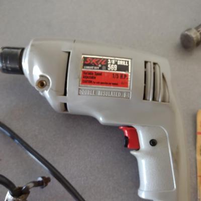 CORDED DRILL, BITS AND HAND TOOLS